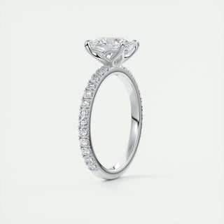 2CT Oval Cut Moissanite Solitaire Pave Setting Engagement Ring