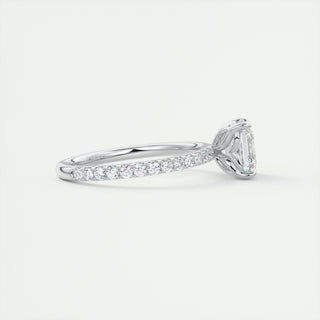 2CT Asscher Moissanite Solitaire Pave Setting Engagement Ring