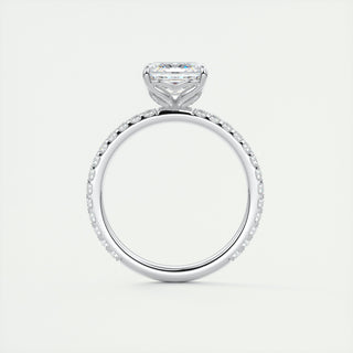 2CT Asscher Moissanite Solitaire Pave Setting Engagement Ring
