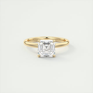2CT Asscher Cut Diamond Moissanite Bezel Engagement Ring