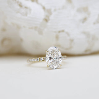 2.25CT Oval Cut Moissanite Pave Diamond Engagement Ring