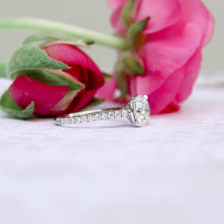 2.0CT Round Moissanite Solitaire Pave Setting Engagement Ring