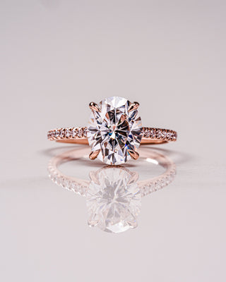 2.80CT Oval Moissanite Hidden Halo Pave Setting Engagement Ring