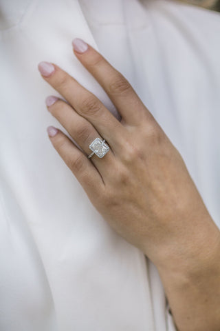3.50CT Radiant Moissanite Halo Pave Setting Engagement Ring