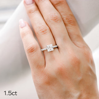 1.50CT Princess Cut Moissanite Solitaire Engagement Ring