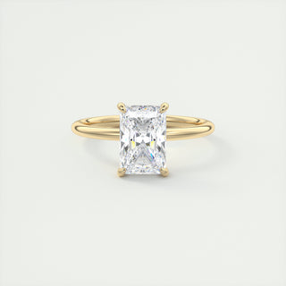 2CT Radiant Moissanite Solitaire Engagement Ring With Hidden Halo Setting