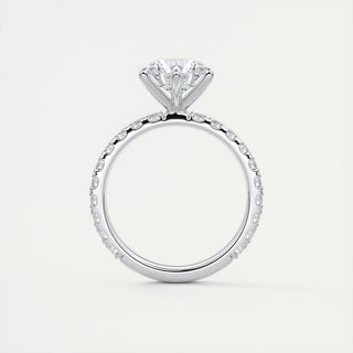 2CT Round Moissanite Solitaire Pave Setting Engagement Ring