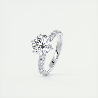 2CT Round Brilliant Cut Diamond Moissanite Prong Halo Engagement Ring