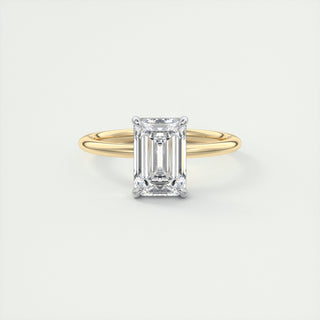 2CT Emerald Cut Moissanite Solitaire Two Tone Engagement Ring