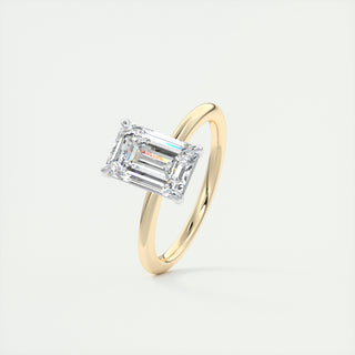 2CT Emerald Cut Moissanite Solitaire Two Tone Engagement Ring