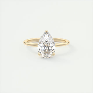 2CT Pear Cut Moissanite Solitaire Engagement Ring