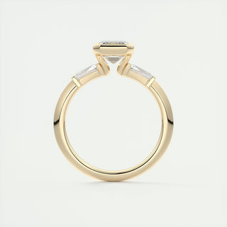 2.0CT Emerald Moissanite Half Bezel 3 Stones Engagement Ring