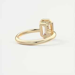 2CT Emerald Moissanite Bezel Solitaire Engagement Ring