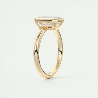 2CT Emerald Moissanite Bezel Solitaire Engagement Ring