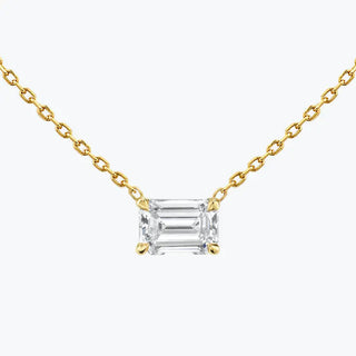 0.25-1.0ct Emerald Cut Moissanite Solitaire Layering Necklace