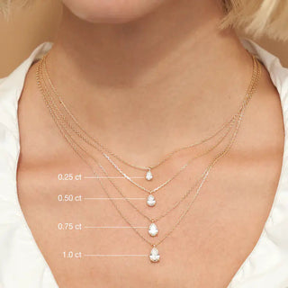 0.25-1.0ct Pear Cut Solitaire Moissanite Diamond Necklace