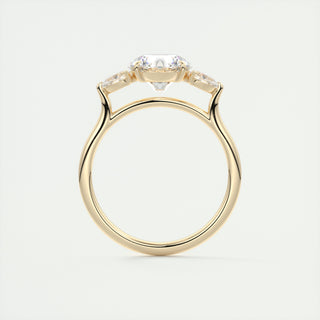 2CT 3 Stone Round Cut Diamond Moissanite Engagement Ring