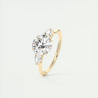 2CT 3 Stone Round Cut Diamond Moissanite Engagement Ring