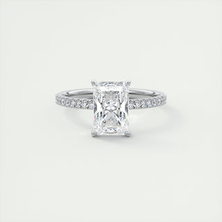 2CT Radiant Moissanite Solitaire Pave Setting Engagement Ring
