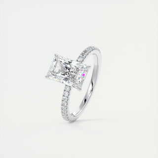 2CT Radiant Cut Diamond Moissanite Pave Engagement Ring