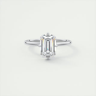 2CT Emerald Cut Diamond Moissanite Solitaire Prong Engagement Ring