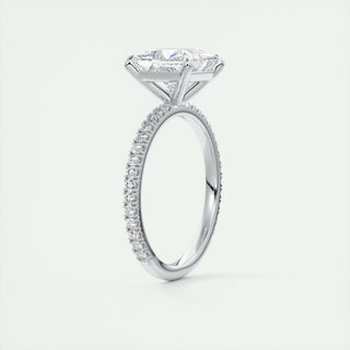 2CT Princess Cut Diamond Moissanite Pave Engagement Ring