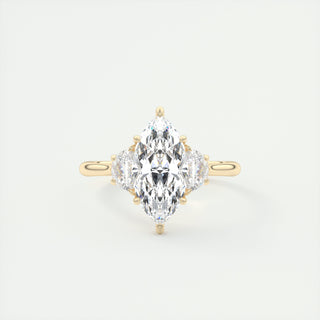 2.0CT Marquise Moissanite 3 Stones Engagement Ring
