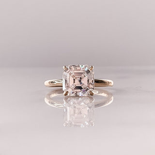 4.0CT Asscher Cut Diamond Moissanite Solitaire 4 Prong Engagement Ring