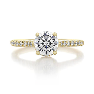 1.0CT Round Cut Hidden Halo Pave Style Moissanite Engagement Ring