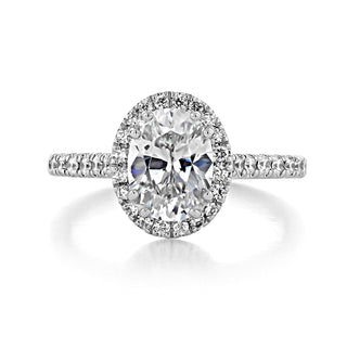 1.33CT Oval Cut Unique Prong Setting Halo Moissanite Engagement Ring