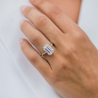4.10CT Emerald Cut Moissanite Solitaire Engagement Ring