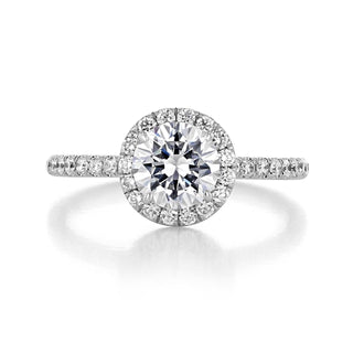 1.0CT Round Cut Halo Style Moissanite Engagement Ring
