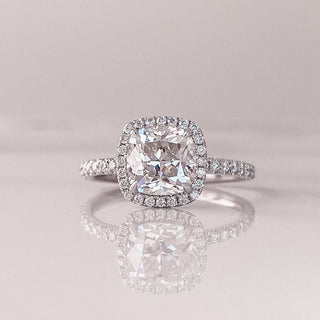 1.50CT Cushion Cut Diamond Moissanite Halo Engagement Ring
