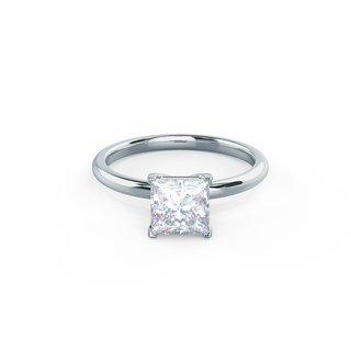 1.75ct Princess Cut Moissanite Diamond Petite Solitare Engagement Ring