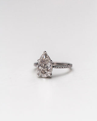 4.10 CT Pear Cut Solitaire Pave Setting Moissanite Engagement Ring