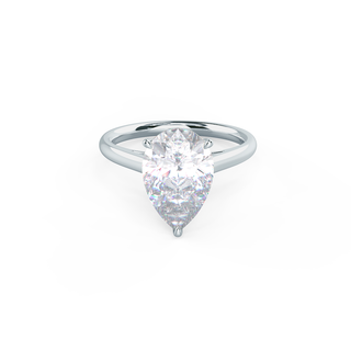 4.0ct Pear Cut Moissanite Diamond Cathedral Solitare Engagement Ring