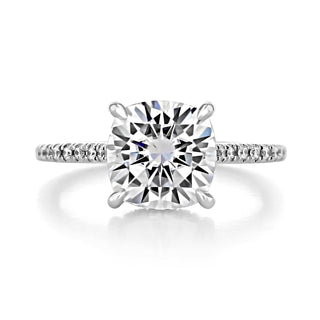 2.8CT Cushion Moissanite Hidden Halo Pave Setting Engagement Ring