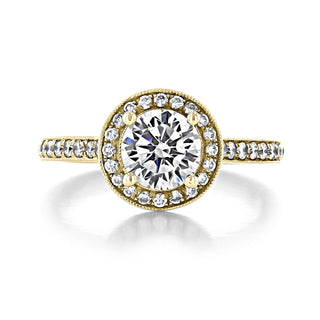 1.0CT Round Cut Channel Halo Moissanite Engagement Ring