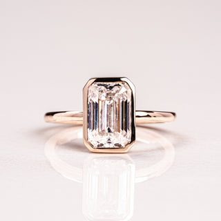 2.50CT Emerald Cut Diamond Moissanite Bezel Engagement Ring