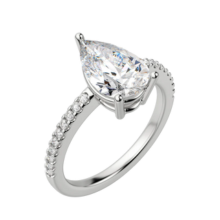 1.33 CT Pear Cut Solitaire Pave Setting Moissanite Engagement Ring