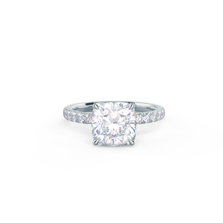 2.50CT Cushion Moissanite Solitaire Pave Setting Engagement Ring