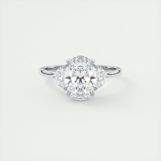 2.0CT Oval Moissanite 3 Stones Engagement Ring