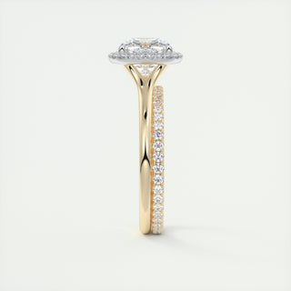 2CT Cushion Cut Diamond Moissanite Halo Engagement Ring