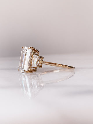 3.50CT Emerald Cut Moissanite 3 Stones Engagement Ring