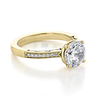 2.0CT Round Cut Moissanite Vintage Style Engagement Ring