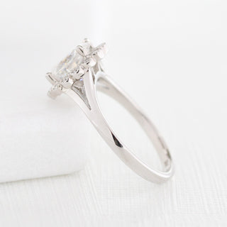 1.50CT Oval Cut Moissanite Halo Split Shank Style Engagement Ring