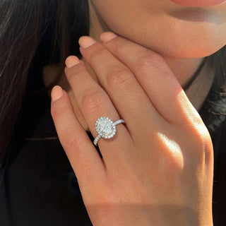 1.91CT Oval Cut Moissanite Halo Engagement Ring