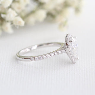 1.50CT Pear Cut Diamond  Moissanite Halo Engagement Ring