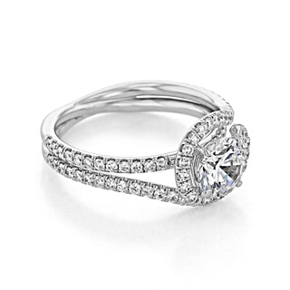 1.0CT Round Cut Halo 4 Prong Moissanite Solitaire Engagement Ring