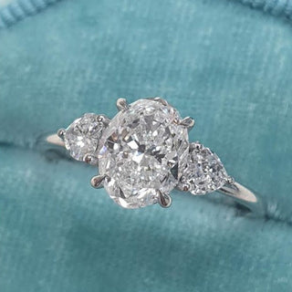 1.50ct Oval Cut Moissanite Three Stone Engagement Ring